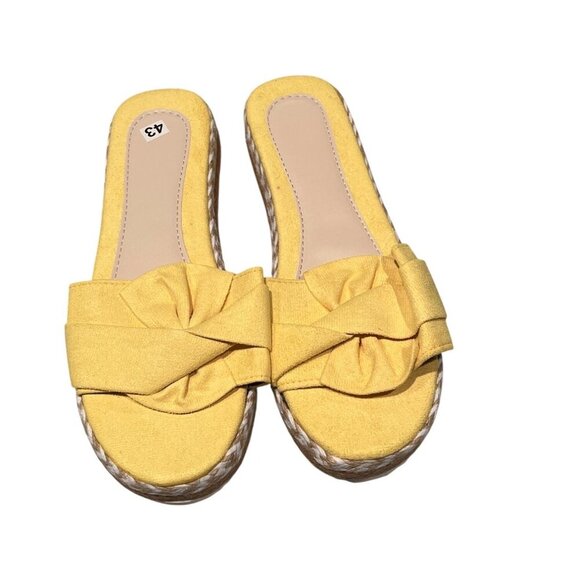Yellow Bow Knot Slip-On Espadrille Platform Sandals Slippers Women's US 11/ EU 4 - Picture 10 of 11